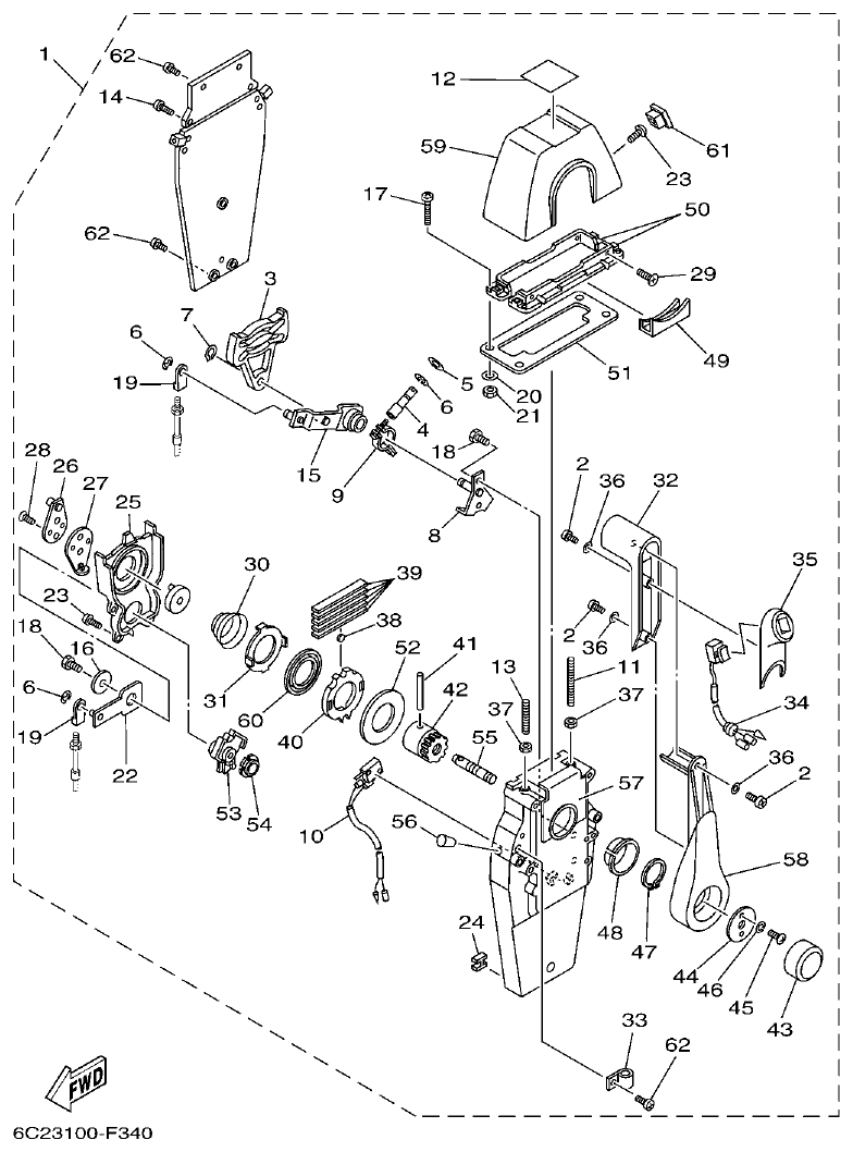 Yamaha F200BET, FL200BET REMOTE CONTROL ASSY 2 parts diagram